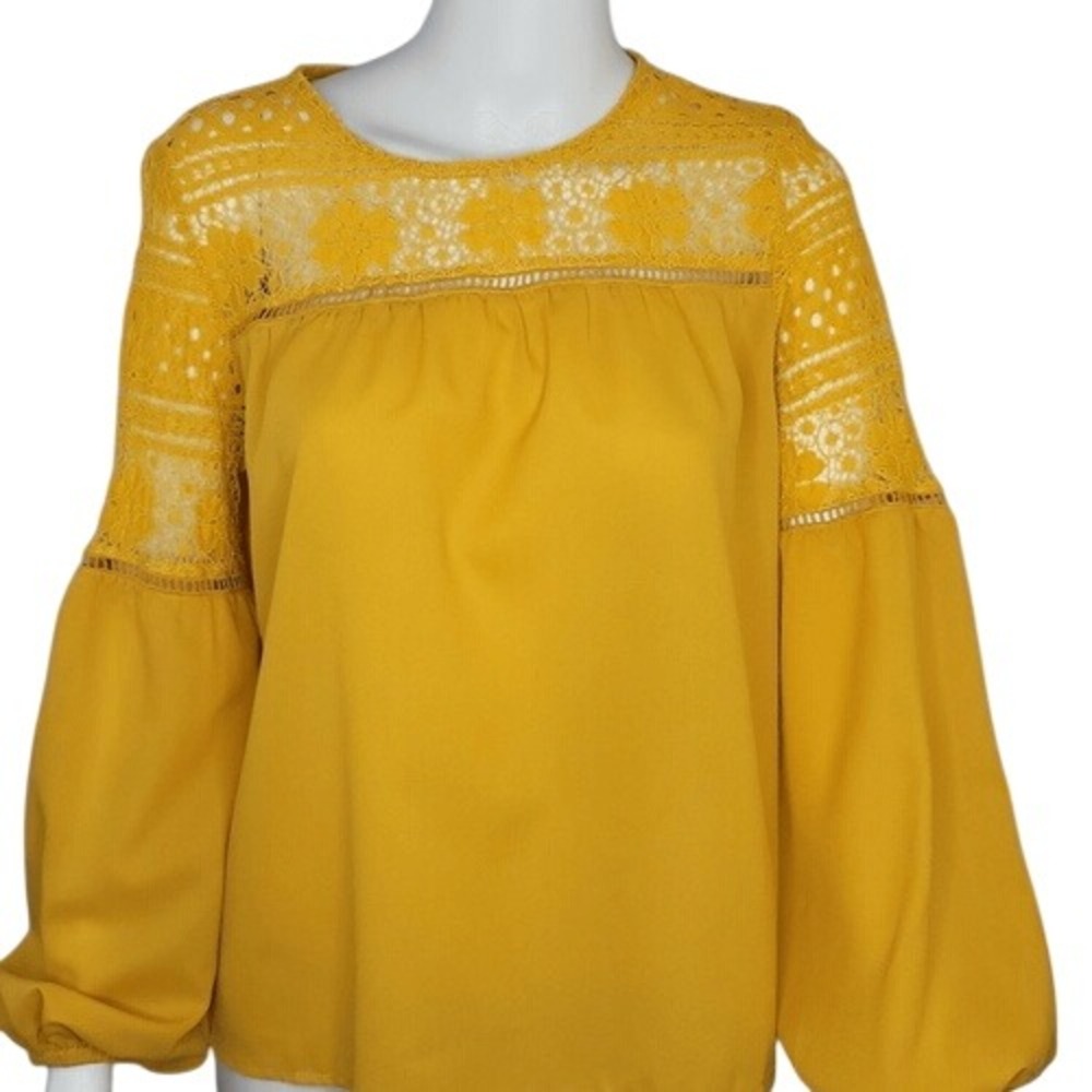 Shein Yellow Boho Long‎ Sleeve Top